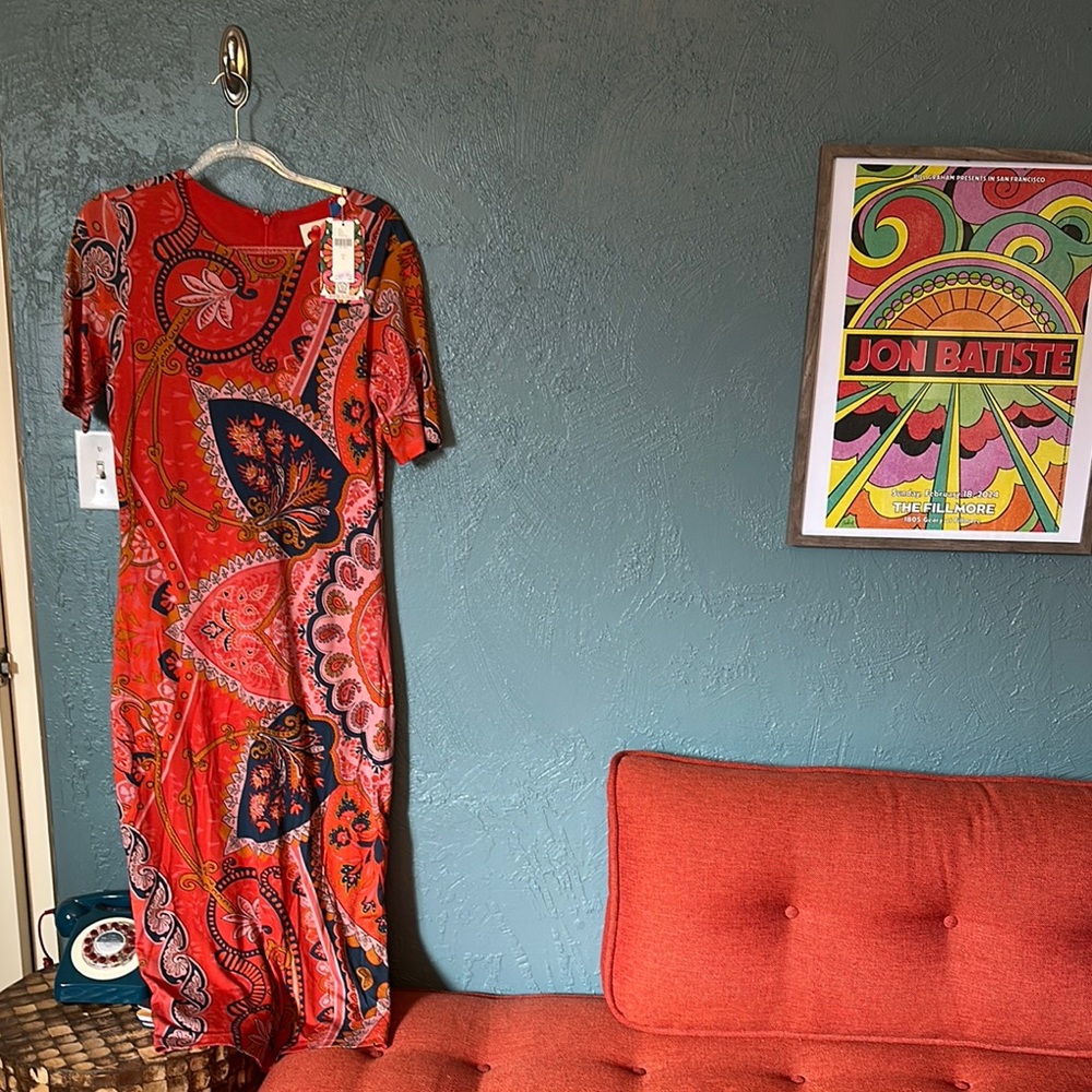 Farm Rio for Anthropologie Red Paisley Dress